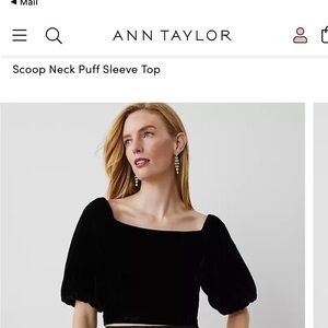 Ann Taylor Elegant Black Puff Sleeve Blouse